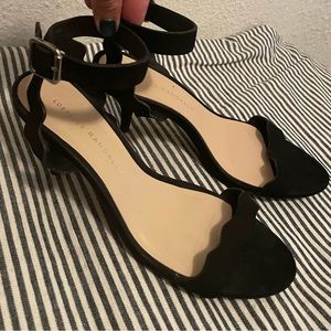 Loeffler Randall Black Suede Reina Kitten Heel Sandals - Size 6 1/2
